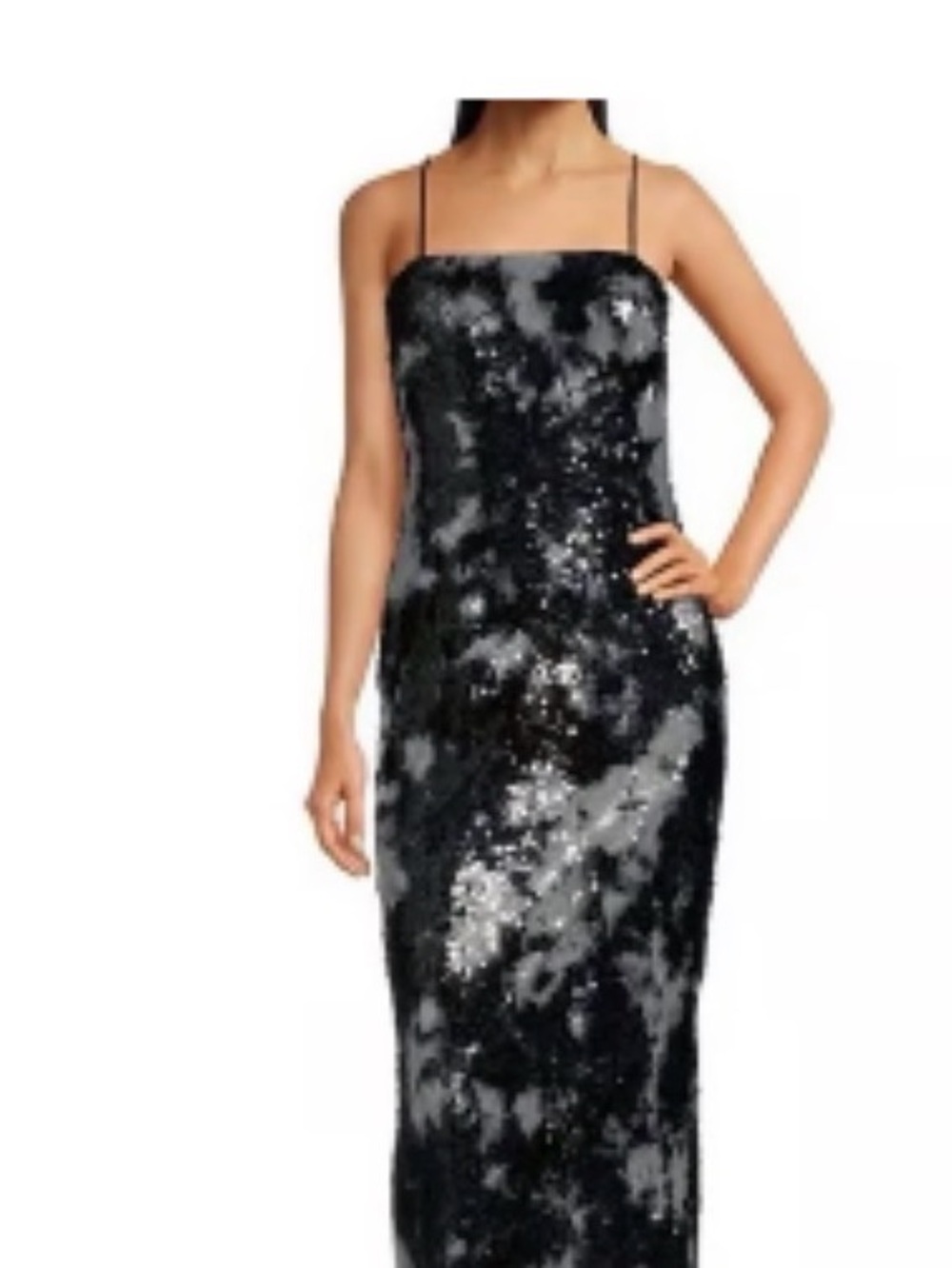 Muse by Marchesa Sequin Maxi Dress Size 10 Black Silver NWT